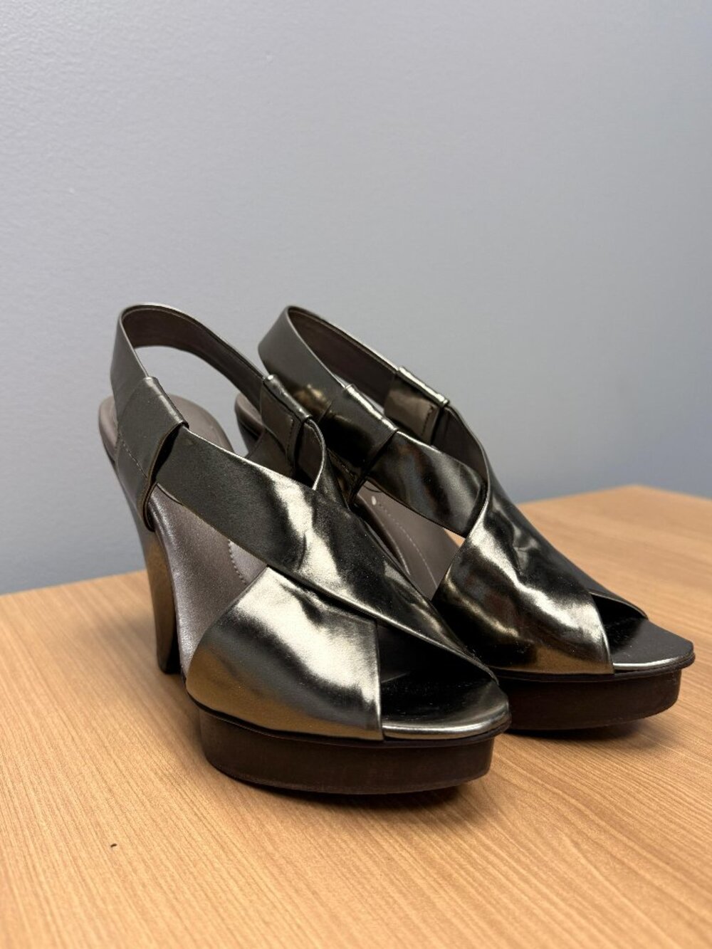 BCBGMAXAZRIA Metallic Platform Sandals